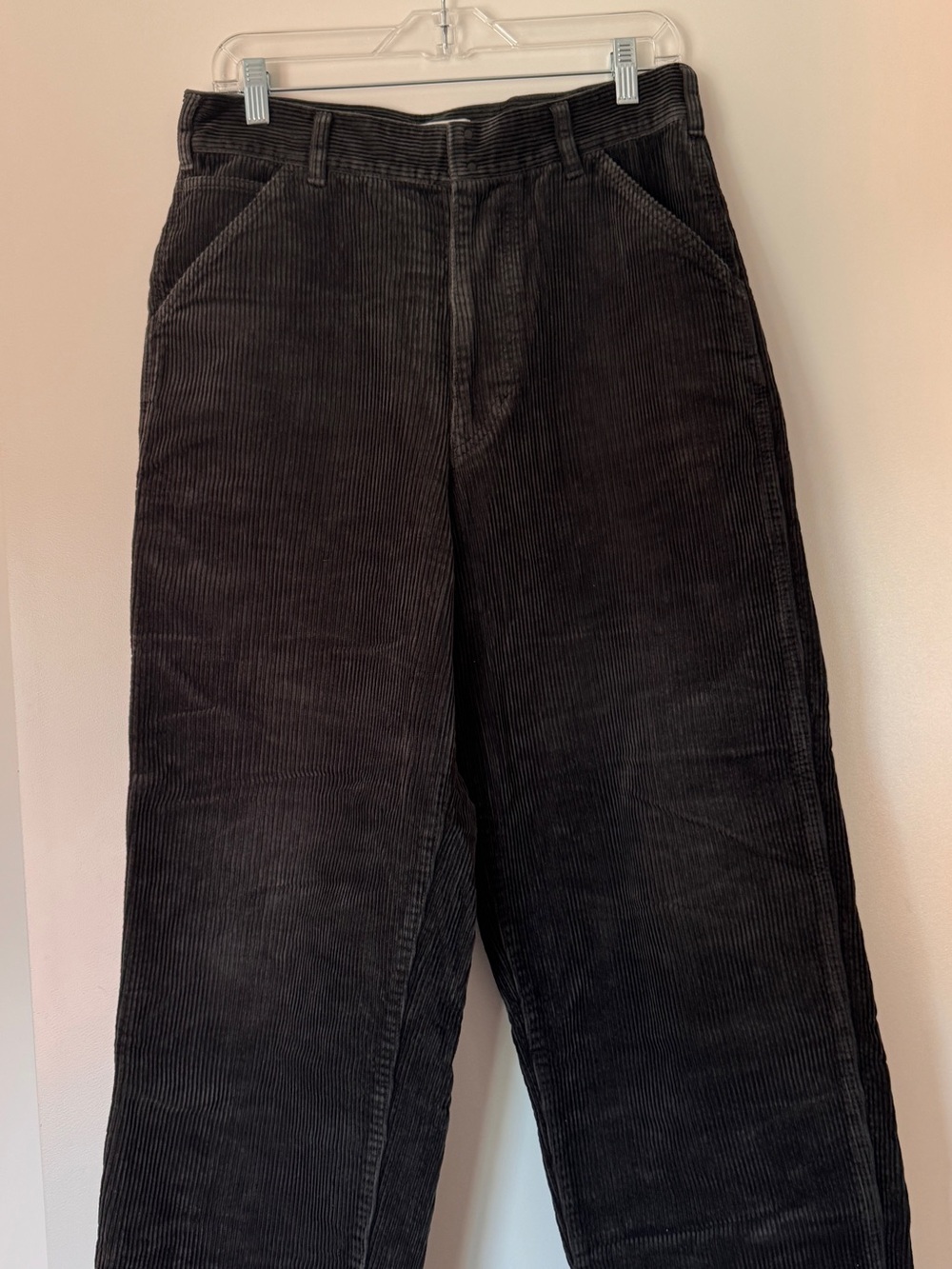 Uniqlo Men's Dark Grey Corduroy Relaxed-Fit Pants